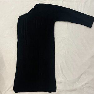 ZARA Asymmetrical Knit Tunic Dress One Long Sleeve Black Sz S-M